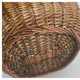 Wicker Gathering Basket with 4 Ceramic Pumpkins - Autumn Decor Set