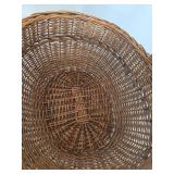 Wicker Gathering Basket with 4 Ceramic Pumpkins - Autumn Decor Set