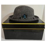 Dobbs Fifth Avenue New York Tweed Fedora Hat - Gray/Black with Feather