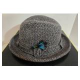 Dobbs Fifth Avenue New York Tweed Fedora Hat - Gray/Black with Feather