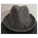 Dobbs Fifth Avenue New York Tweed Fedora Hat - Gray/Black with Feather