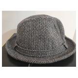 Dobbs Fifth Avenue New York Tweed Fedora Hat - Gray/Black with Feather