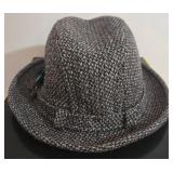 Dobbs Fifth Avenue New York Tweed Fedora Hat - Gray/Black with Feather