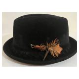 Vintage Resistol Beaver Fedora Hat - Male Symbol Pin & Game Bird Feathers Pin - Original Box