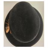 Vintage Resistol Beaver Fedora Hat - Male Symbol Pin & Game Bird Feathers Pin - Original Box