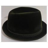 Vintage ANTON PESCHEL Dark Green Fedora Hat with Feather Corsage - Juster Bros Minneapolis