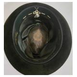 Vintage ANTON PESCHEL Dark Green Fedora Hat with Feather Corsage - Juster Bros Minneapolis