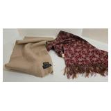 Cisco Paisley Opera Scarf & Marshall Field & Co Beige Wool Scarf - Lot of 2