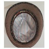 Lot of 3 Fedora Hats - Milani Straw with Feathers & Original Penguin Tweed  & Waterproof Woven Gray