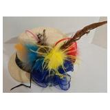 Lot of 3 Fedora Hats - Milani Straw with Feathers & Original Penguin Tweed  & Waterproof Woven Gray