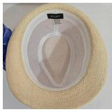 Lot of 3 Fedora Hats - Milani Straw with Feathers & Original Penguin Tweed  & Waterproof Woven Gray