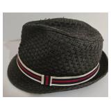 Lot of 3 Fedora Hats - Milani Straw with Feathers & Original Penguin Tweed  & Waterproof Woven Gray