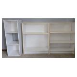 Lot of 3 White Bookshelves and Shelving Units