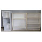 Lot of 3 White Bookshelves and Shelving Units