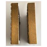 Pair of Cross Stitch Floral Pictures in Ornate Frames - 7 1/4 in Square, 1 1/4 in Deep