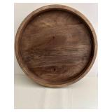 Wood Turn Tray 18 inch Diameter - Resin Pig Statue 11 inch Tall - Pottery Pour (Artist Signed)
