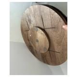 Wood Turn Tray 18 inch Diameter - Resin Pig Statue 11 inch Tall - Pottery Pour (Artist Signed)