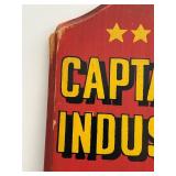 Captain of Industry Executive Sign - Vintage Painted Wood, 34-inch tall x 5.5-inch wide