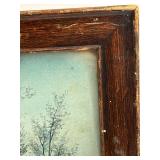 Old Cabin Print in Antique Frame - Water Row Boat Scene, 20x17