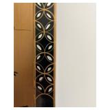 Oriental Sculpted Bone Panel Painting - 12 x 36 in, 37.5 in overall height with ornate hanger