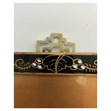 Oriental Sculpted Bone Panel Painting - 12 x 36 in, 37.5 in overall height with ornate hanger