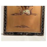 Oriental Sculpted Bone Panel Painting - 12 x 36 in, 37.5 in overall height with ornate hanger