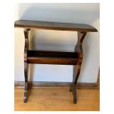 Bookshelf Table - Dark Wood with Curved Pedestal Legs - 23.5 in W x 11 in D x 24 in H