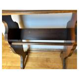 Bookshelf Table - Dark Wood with Curved Pedestal Legs - 23.5 in W x 11 in D x 24 in H