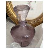 Victorian Ribbon Work Picture - Crystal Perfume Bottles, Irice Purple Bottle, Lace Runner 48x15