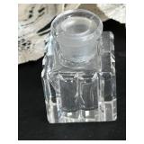 Victorian Ribbon Work Picture - Crystal Perfume Bottles, Irice Purple Bottle, Lace Runner 48x15