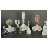 Morlee Antique Czechoslovakian Cut-Glass Perfume Bottles - 7 Bottle Set, Varied Colors