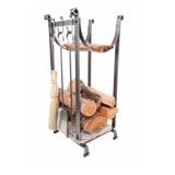 Enclume Sling Fireplace Log Rack, Hammered Steel - 13W x 16D x 32H