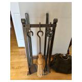 Enclume Sling Fireplace Log Rack, Hammered Steel - 13W x 16D x 32H