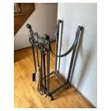 Enclume Sling Fireplace Log Rack, Hammered Steel - 13W x 16D x 32H