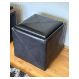Nexus Cubicle Storage Cube with Flip Tray - Black Leather/Pleather, 18 in Square x 19 in Tall