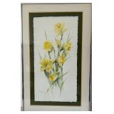 Patricia Geisheker Original Watercolor - Yellow Daffodils, Framed, 18 1/2 x 29 1/2 in
