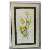 Patricia Geisheker Original Watercolor - Yellow Daffodils, Framed, 18 1/2 x 29 1/2 in