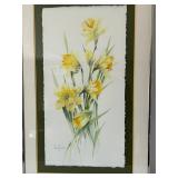 Patricia Geisheker Original Watercolor - Yellow Daffodils, Framed, 18 1/2 x 29 1/2 in
