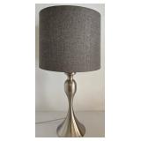 Table Lamp - Brushed Nickel Base & Dark Gray Fabric Shade