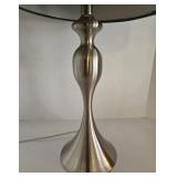 Table Lamp - Brushed Nickel Base & Dark Gray Fabric Shade