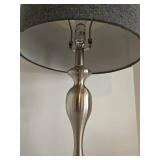Table Lamp - Brushed Nickel Base & Dark Gray Fabric Shade