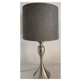 Table Lamp - Brushed Nickel Base & Dark Gray Fabric Shade