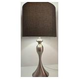Table Lamp - Brushed Nickel Base & Dark Gray Fabric Shade