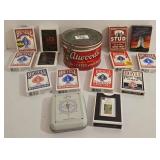 14 Decks of Playing Cards & Poker Chips in Vintage Atwood