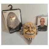 3 Costume Accessories: The Purge Uncle Sam Mask, Spirit Wise Wizard Wig, & Bald Cap