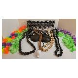 Hawaiian & Fijian Costume Accessories - Tapa Fabric Wrap, 4 Lei