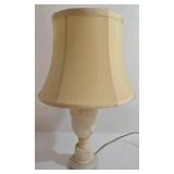 Vintage Italian Carved Alabaster Stone Table Lamp with Cream Shade