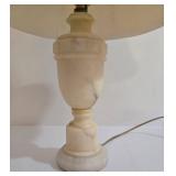 Vintage Italian Carved Alabaster Stone Table Lamp with Cream Shade