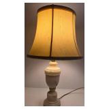 Vintage Italian Carved Alabaster Stone Table Lamp with Cream Shade