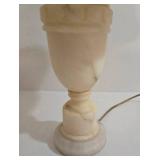 Vintage Italian Carved Alabaster Stone Table Lamp with Cream Shade